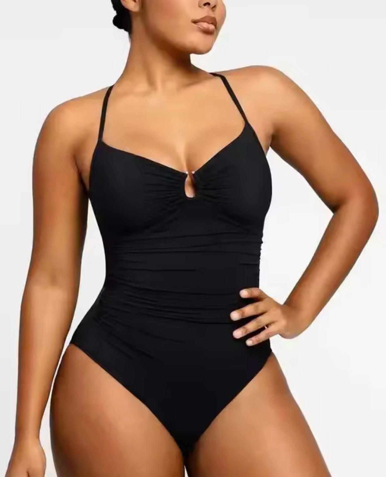 GlowFit U-Ring Cut-Out Shaping Swimsuit — Tummy Control One Piece