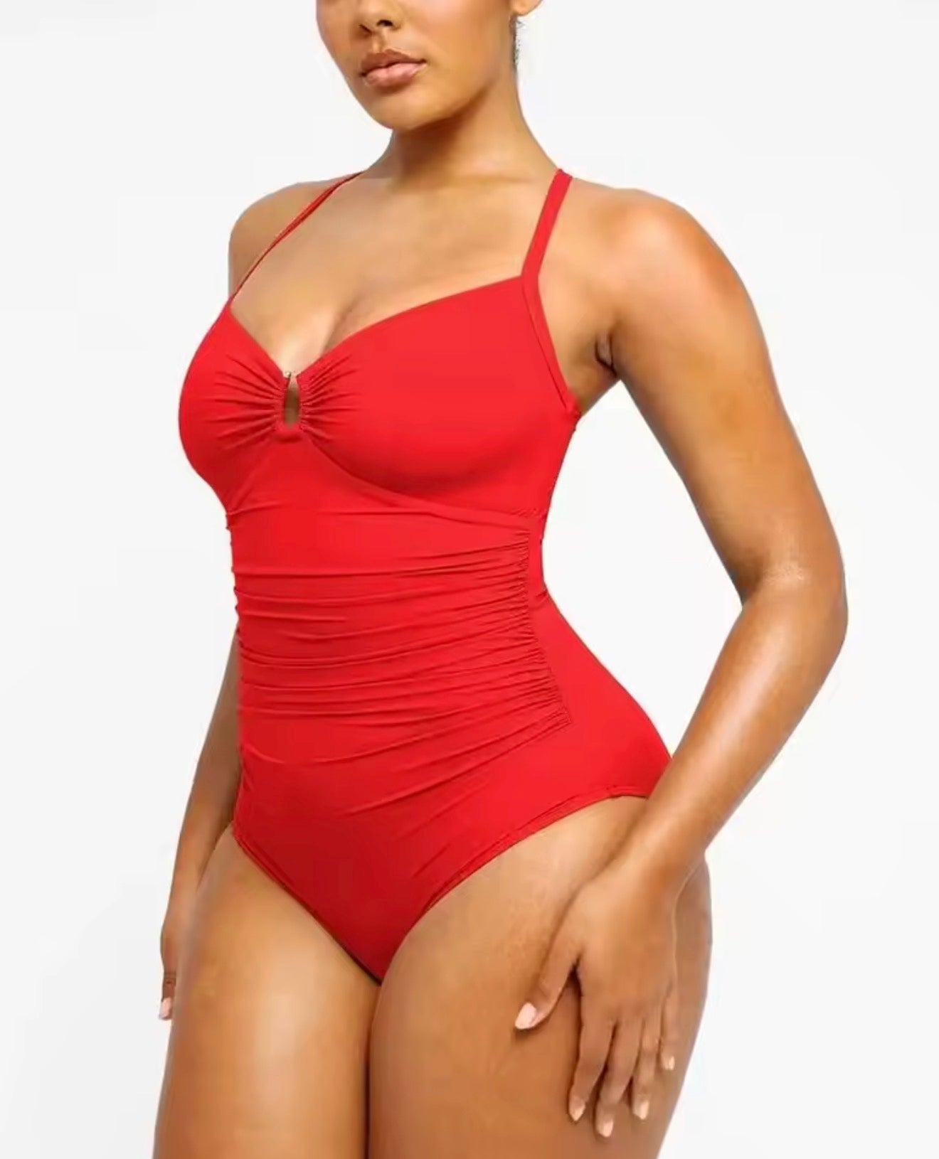 GlowFit U-Ring Cut-Out Shaping Swimsuit — Tummy Control One Piece