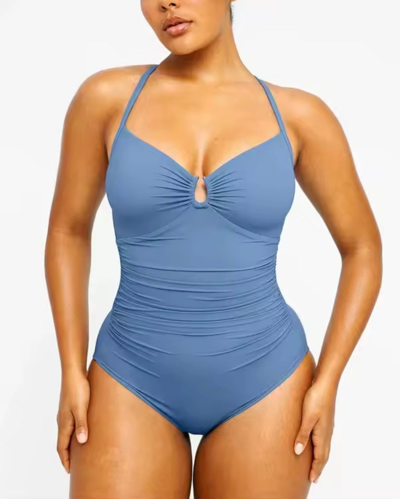 GlowFit U-Ring Cut-Out Shaping Swimsuit — Tummy Control One Piece